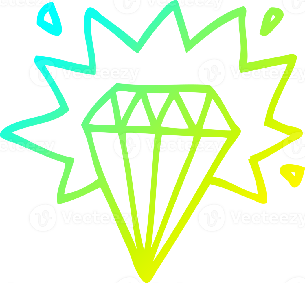 cold gradient line drawing of a cartoon tattoo diamond png