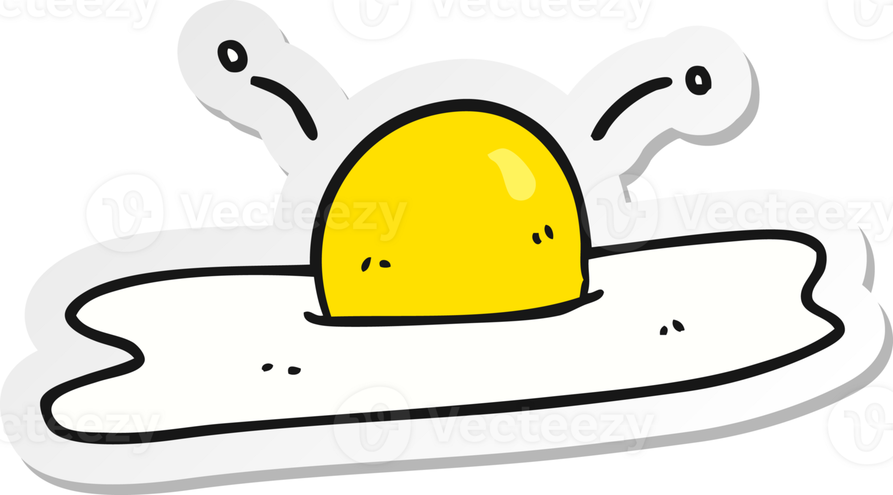sticker of a cartoon fried egg png