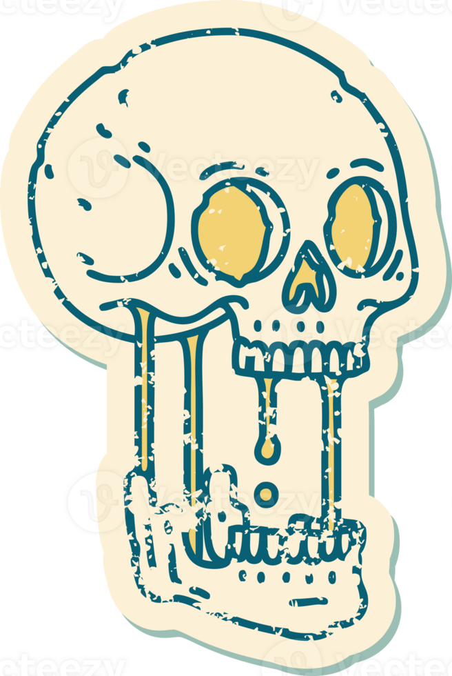 iconic distressed sticker tattoo style image of a skull png