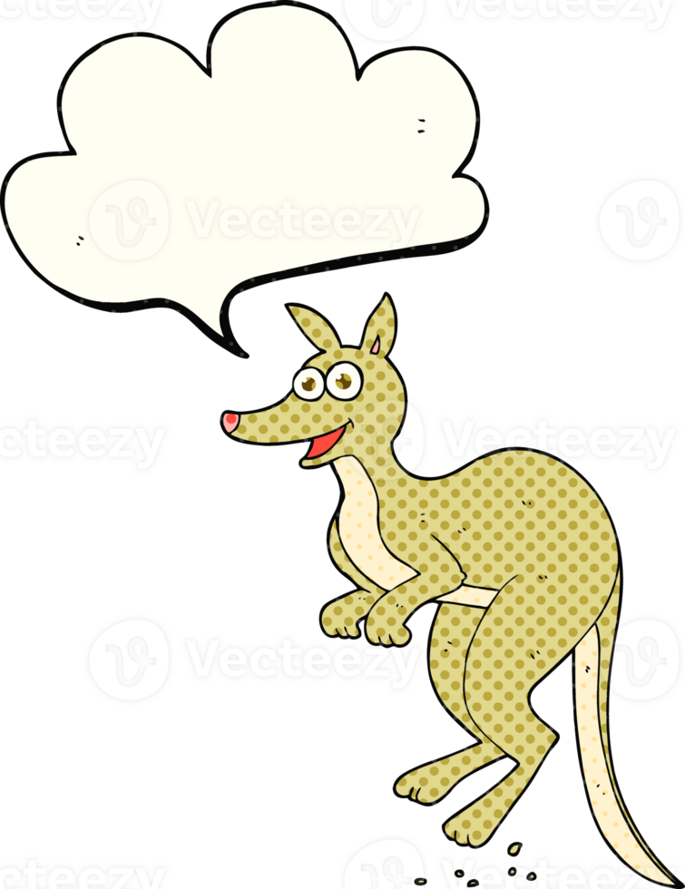 hand drawn comic book speech bubble cartoon kangaroo png