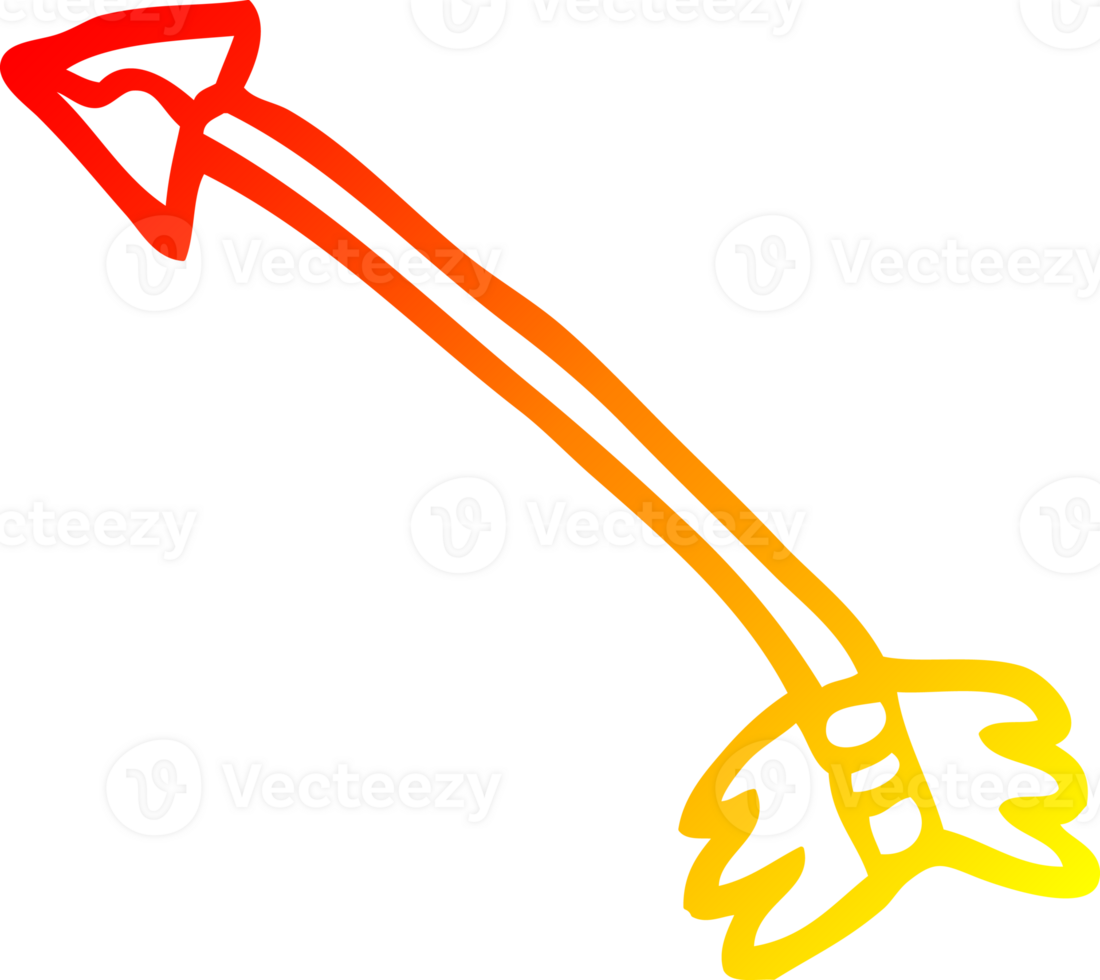 warm gradient line drawing of a cartoon primitive arrow png