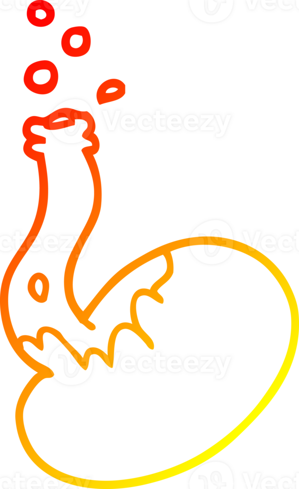 warm gradient line drawing of a cartoon bubbling chemicals png