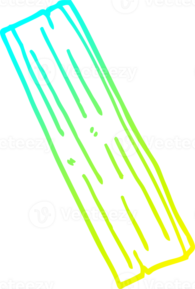cold gradient line drawing of a cartoon plank of wood png