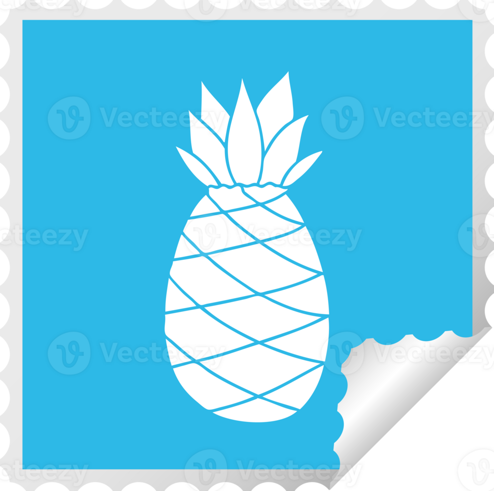 square peeling sticker quirky cartoon pineapple png