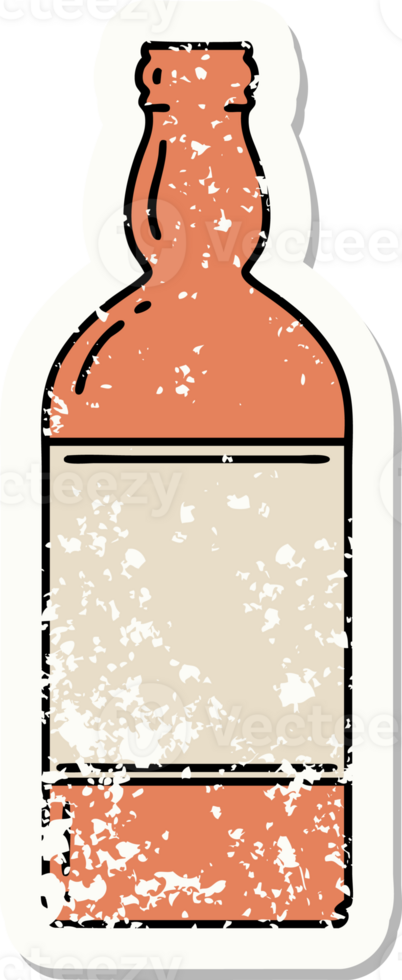 distressed sticker tattoo in traditional style of a bottle png