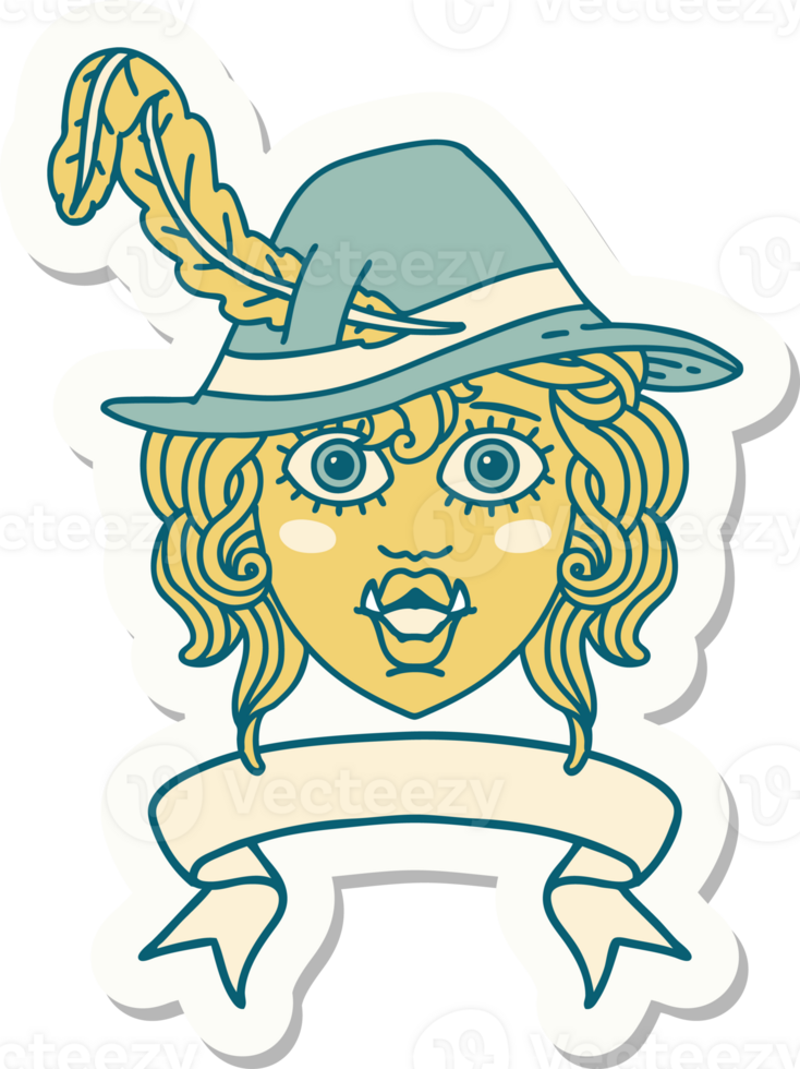 sticker of a orc bard character with banner png