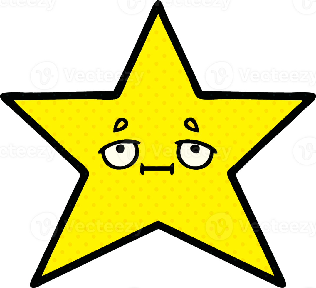 comic book style cartoon of a gold star png