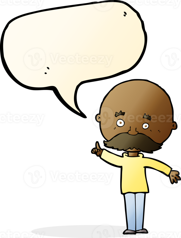 cartoon bald man with idea with speech bubble png
