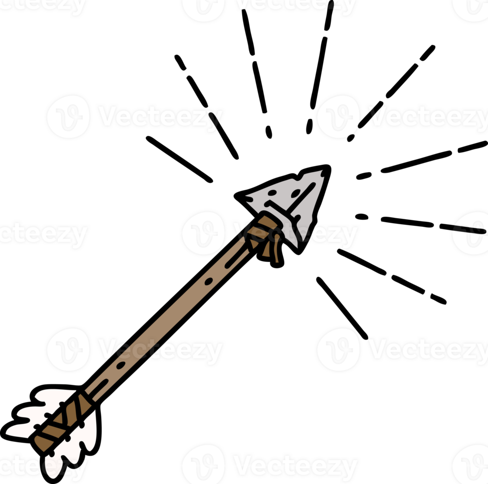 illustration of a traditional tattoo style old flint tip arrow png