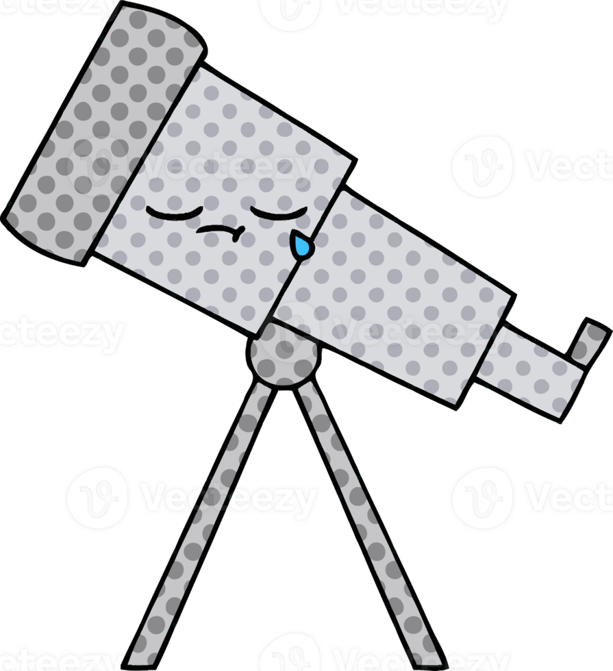 comic book style cartoon of a telescope png