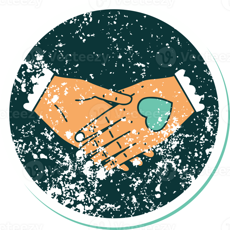 iconic distressed sticker tattoo style image of a pair of hands png
