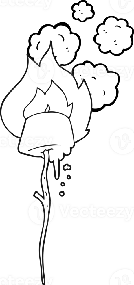 hand drawn black and white cartoon toasted marshmallow png