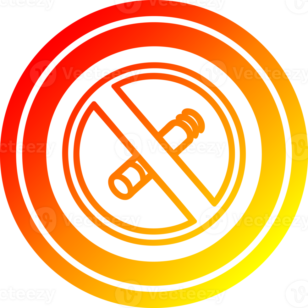 no smoking circular icon with warm gradient finish png