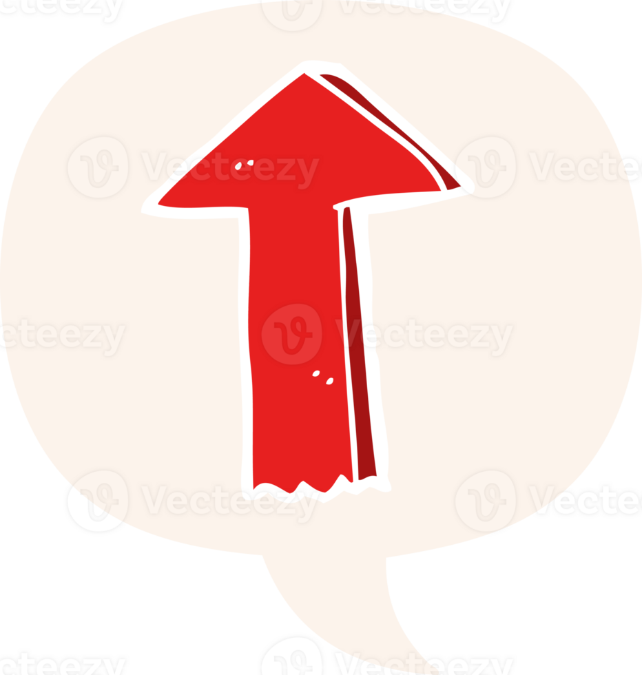 cartoon arrow with speech bubble in retro style png