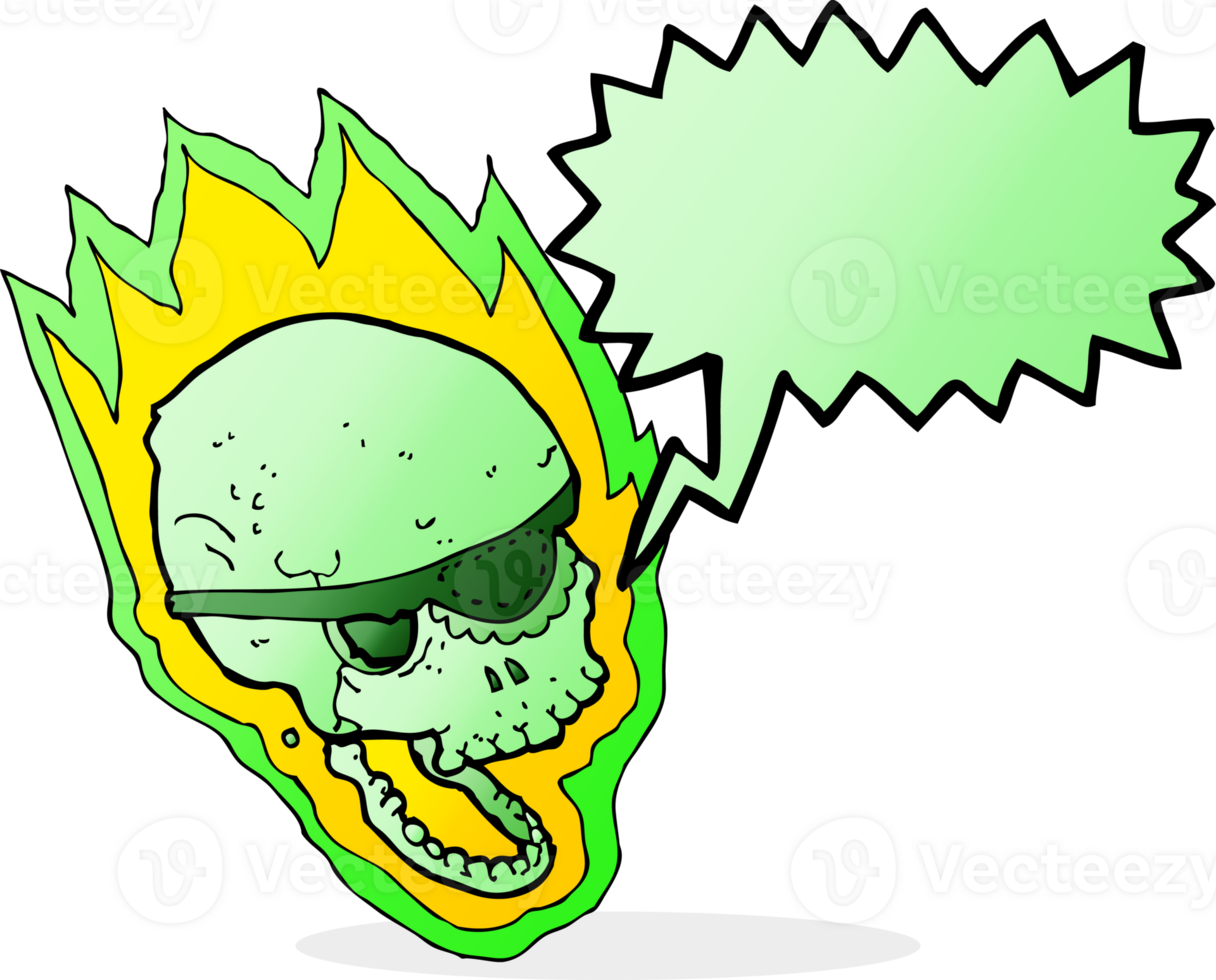 cartoon flaming pirate skull with speech bubble png