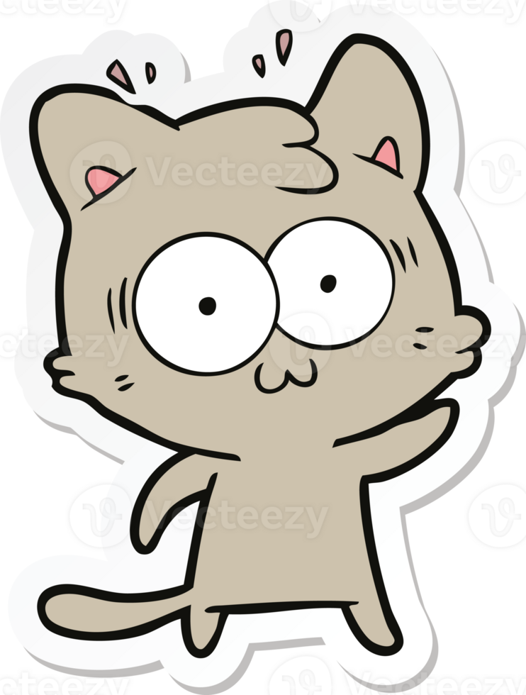 sticker of a cartoon surprised cat png
