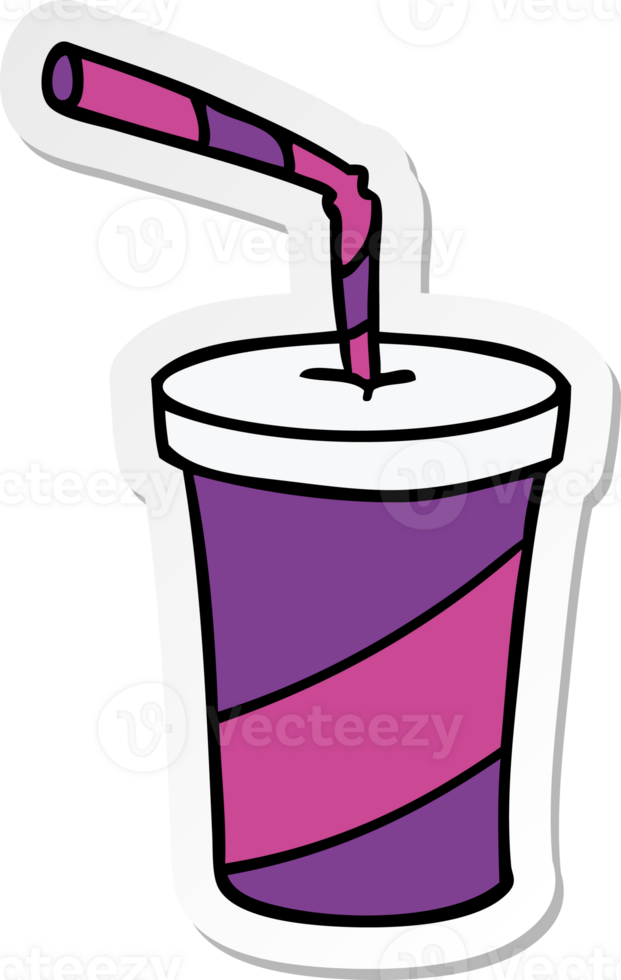 hand drawn sticker cartoon doodle of fastfood drink png