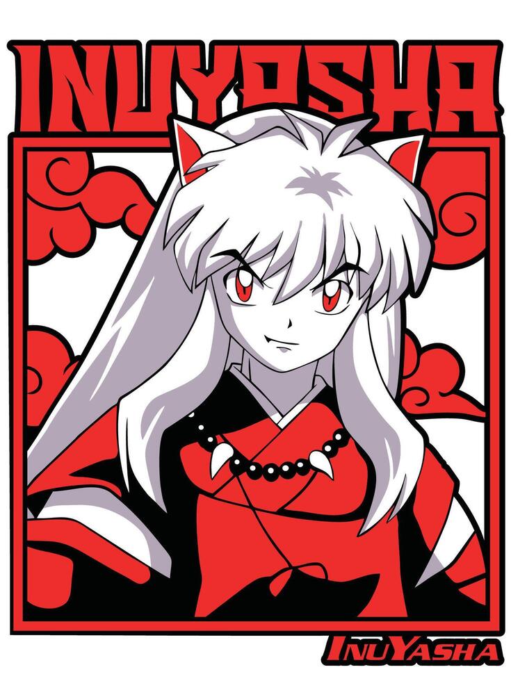 impresión anime inuyasha parte dos vector