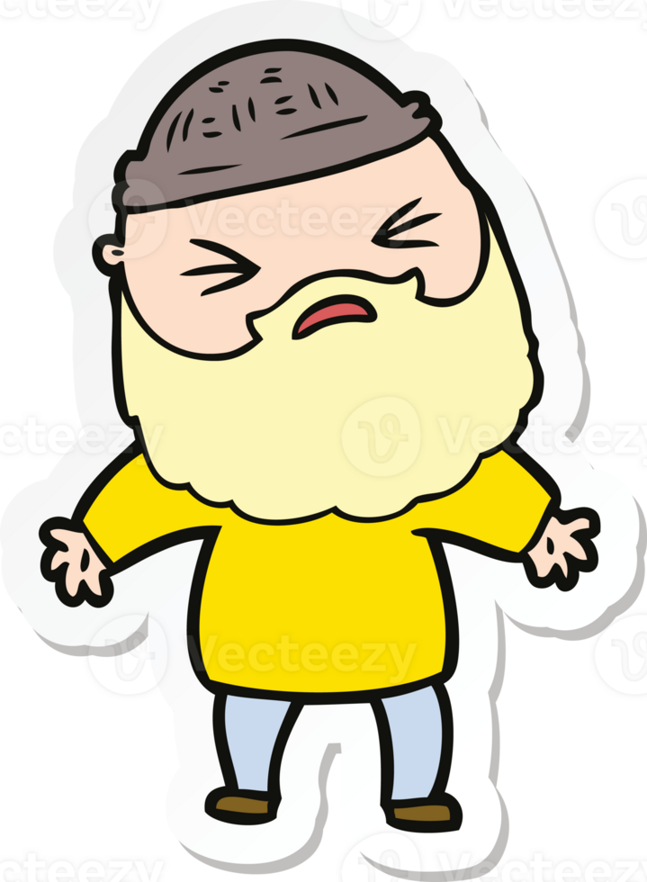 sticker of a cartoon man with beard png