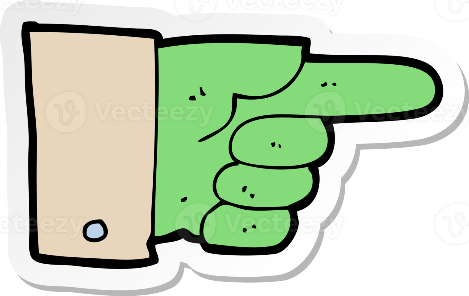 sticker of a cartoon pointing zombie hand png