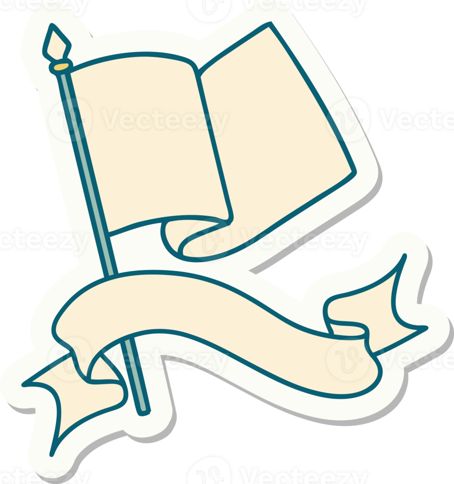 tattoo style sticker with banner of a flag png