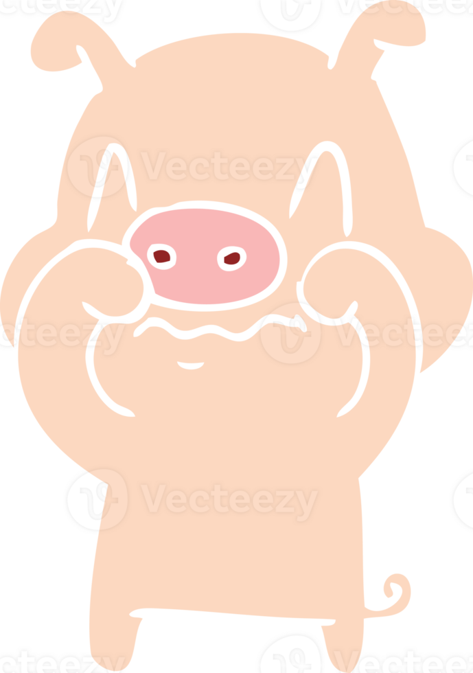 nervous flat color style cartoon pig png