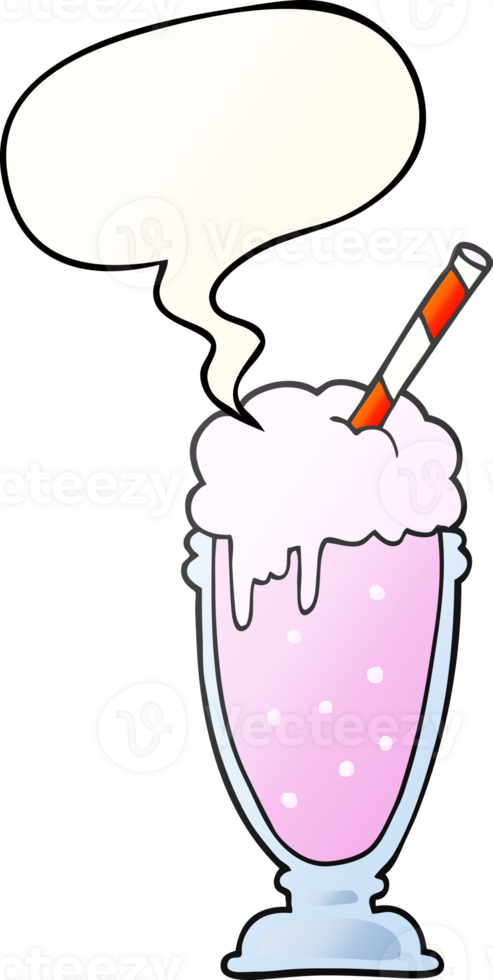 cartoon milkshake with speech bubble in smooth gradient style png
