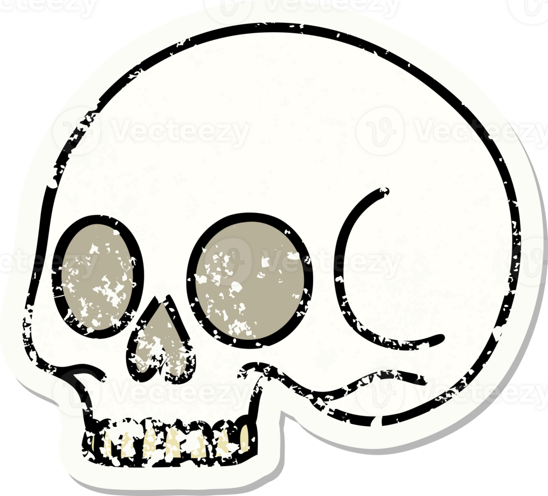 distressed sticker tattoo in traditional style of a skull png