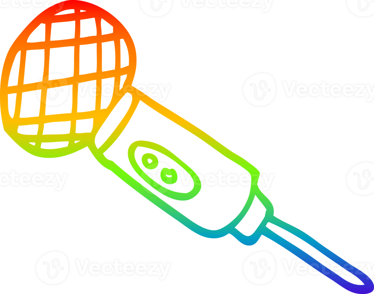rainbow gradient line drawing of a cartoon microphone png