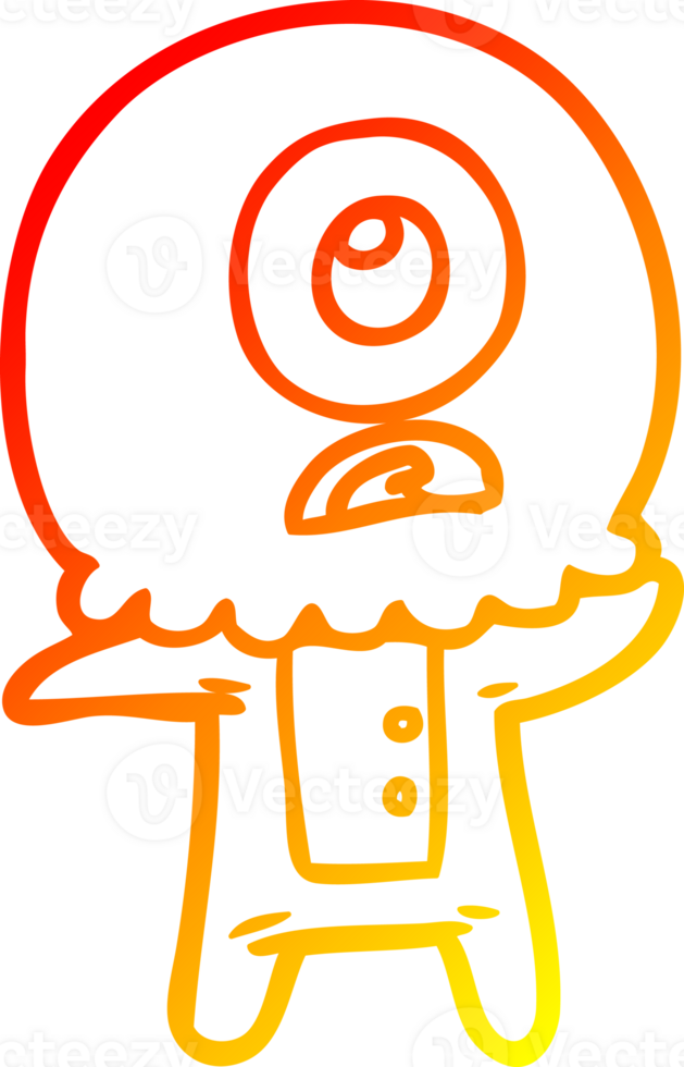 warm gradient line drawing of a cartoon cyclops alien spaceman png