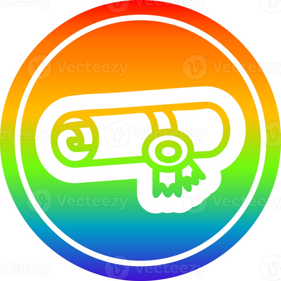 diploma certificate icon with rainbow gradient finish png