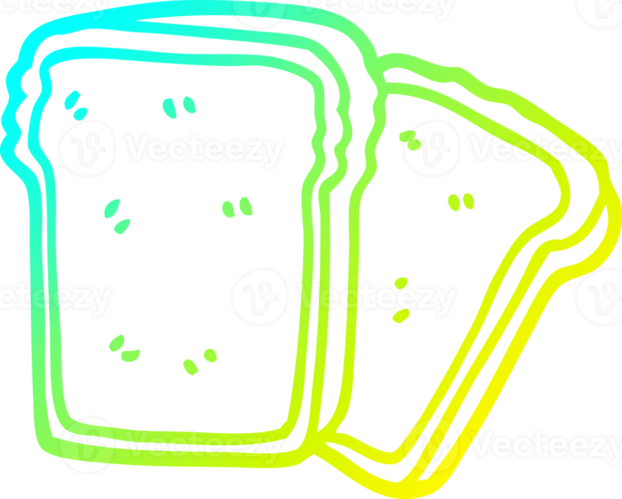 cold gradient line drawing of a cartoon slices of bread png