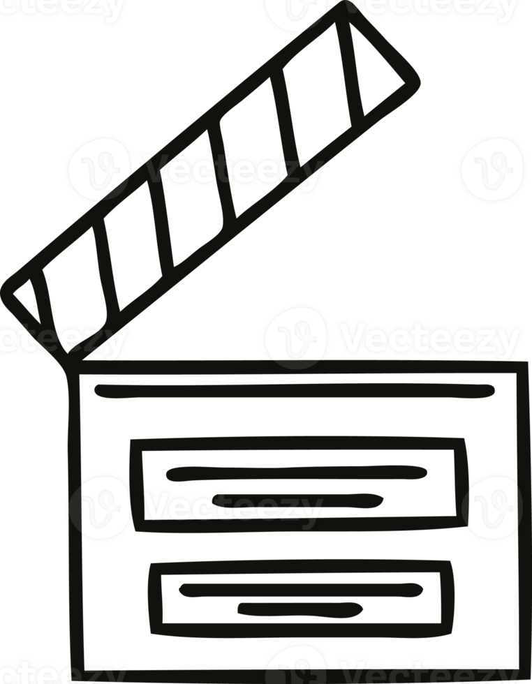 line drawing cartoon of a film clapper board png