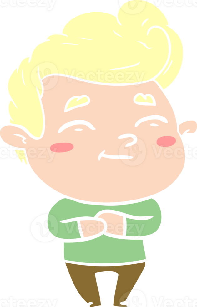 happy flat color style cartoon man png