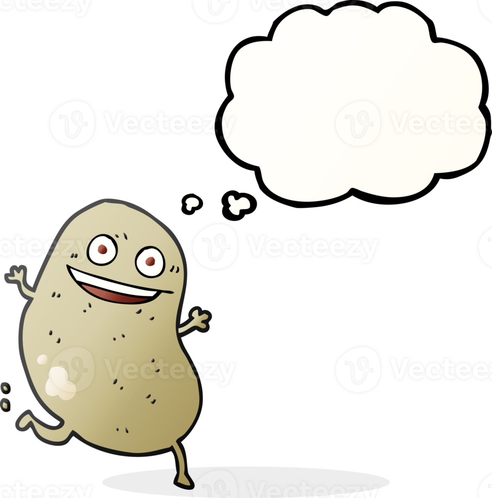 hand drawn thought bubble cartoon potato running png