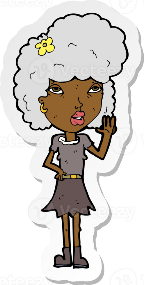 sticker of a cartoon woman waving png