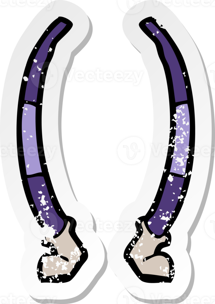 retro distressed sticker of a cartoon legs png