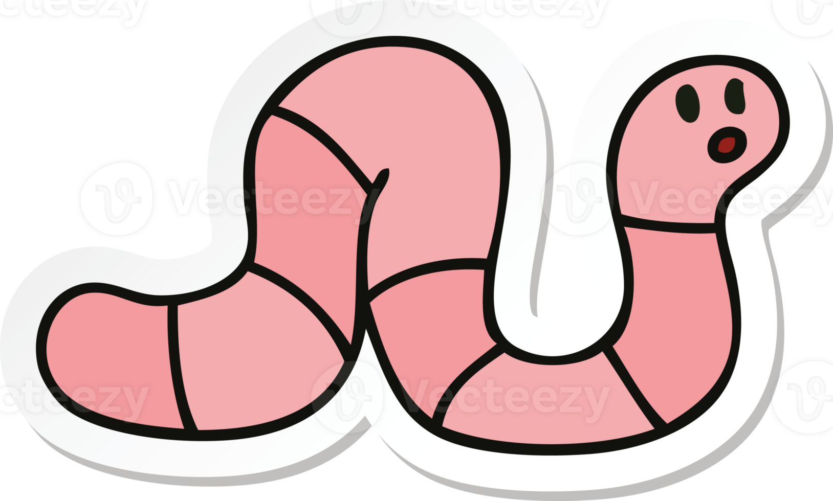 sticker of a quirky hand drawn cartoon worm png