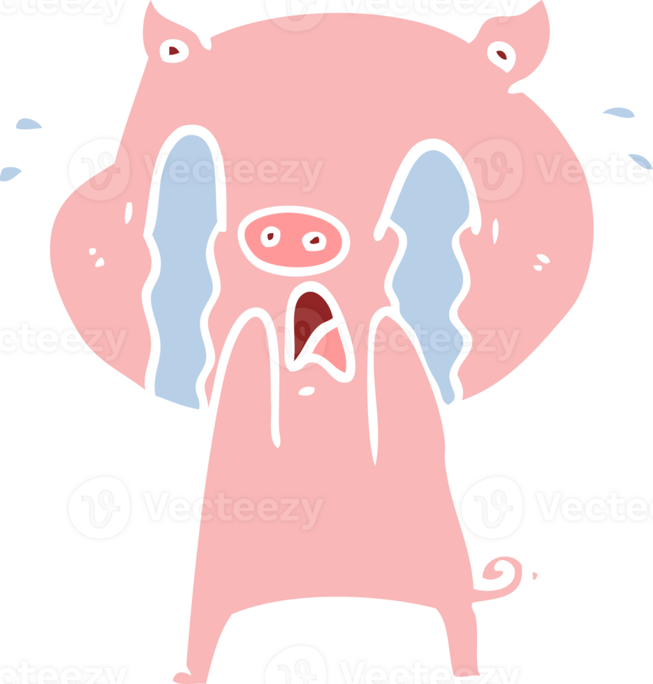 crying pig flat color style cartoon png