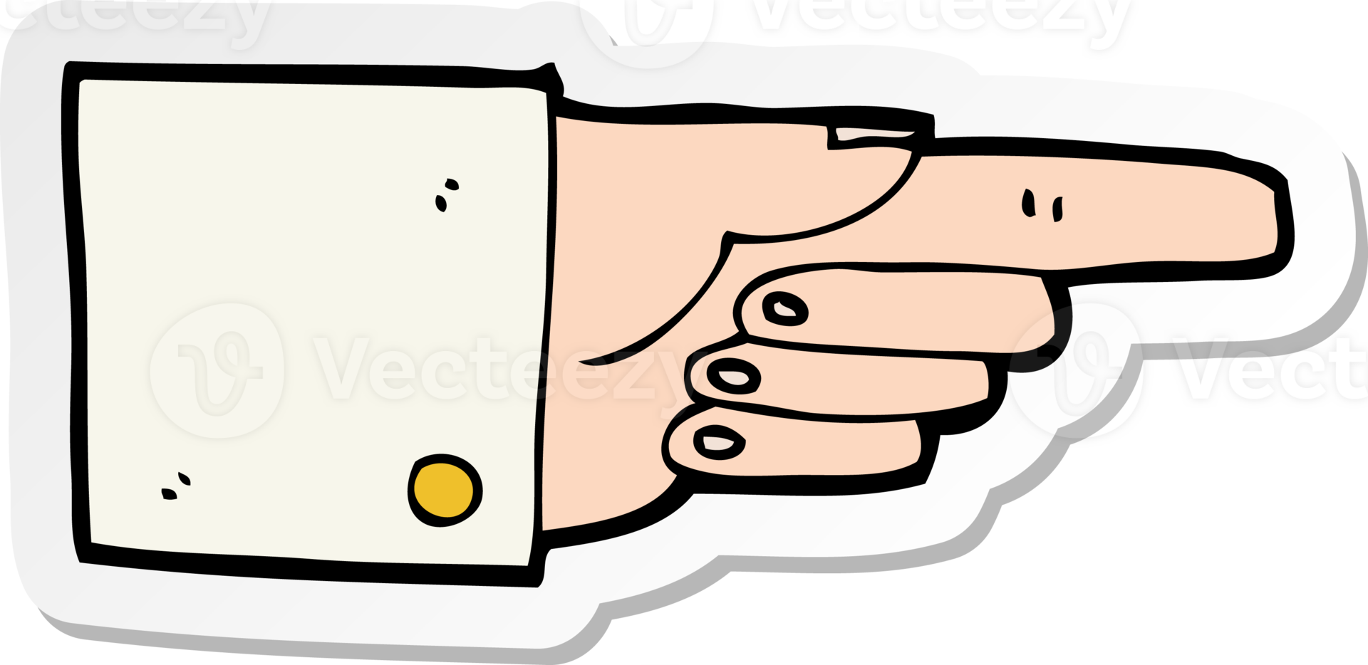sticker of a cartoon pointing hand png