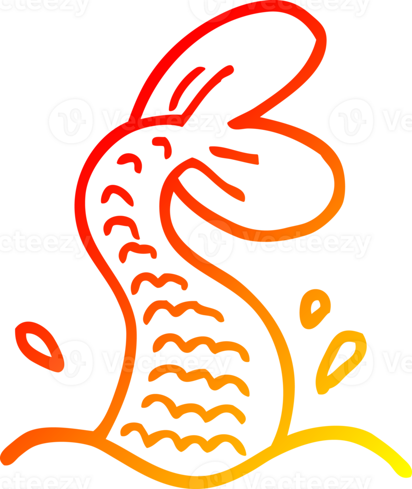 warm gradient line drawing of a cartoon mermaid tail png
