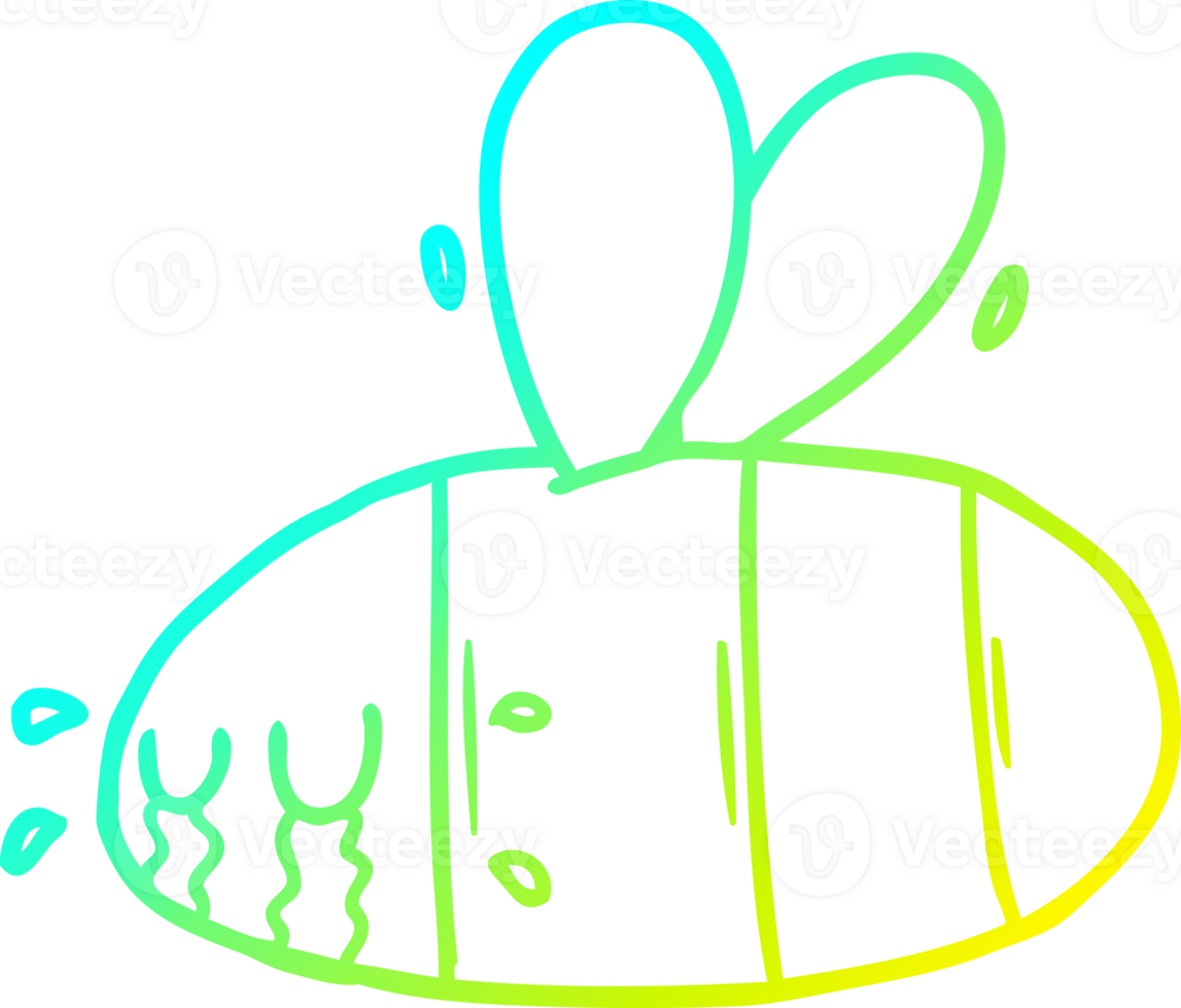 cold gradient line drawing of a cartoon crying bee png