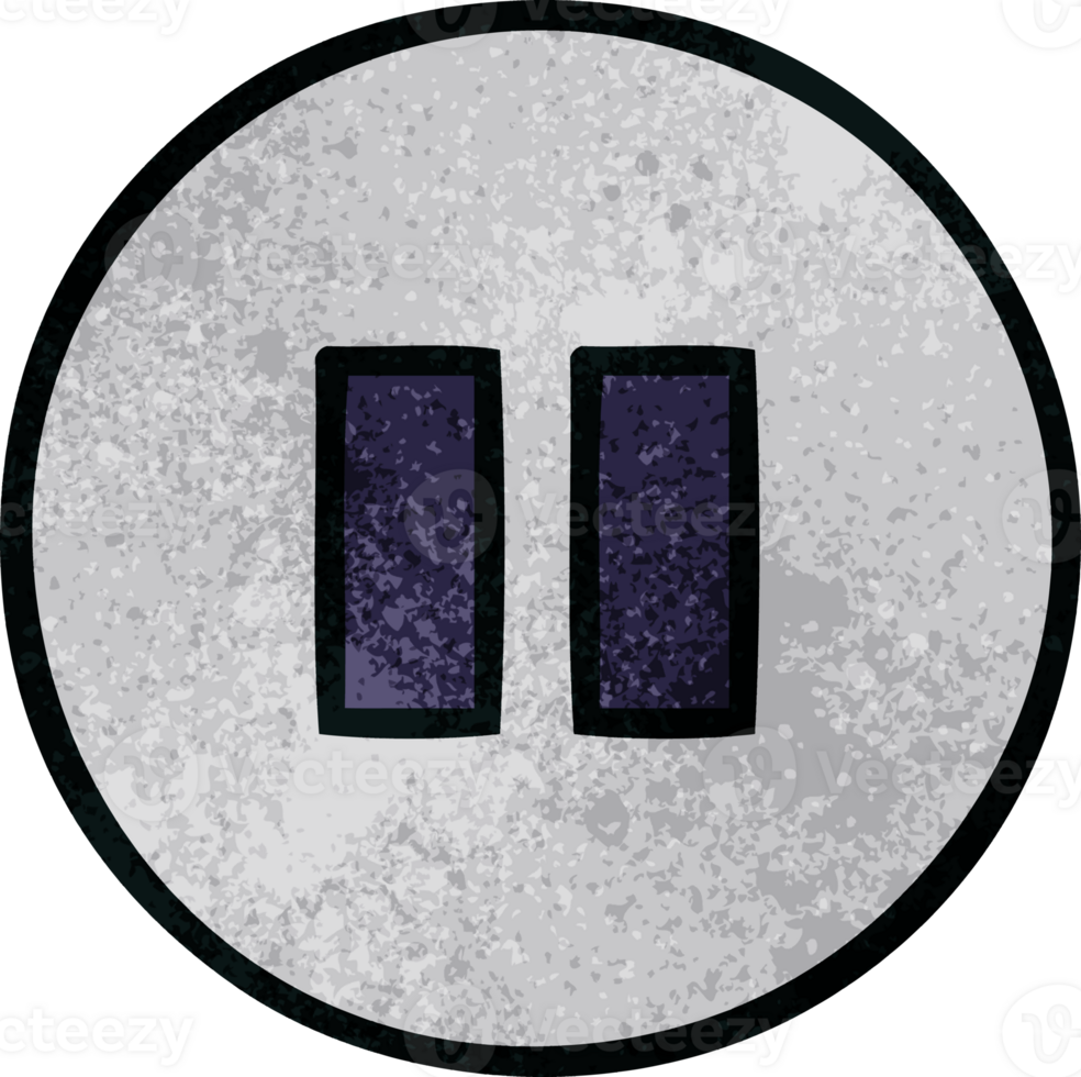 retro grunge texture cartoon of a pause button png