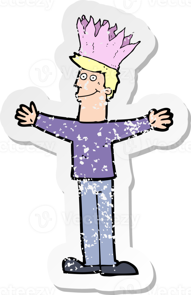 Retro-Distressed-Aufkleber eines Cartoon-Mannes mit Papierhut png