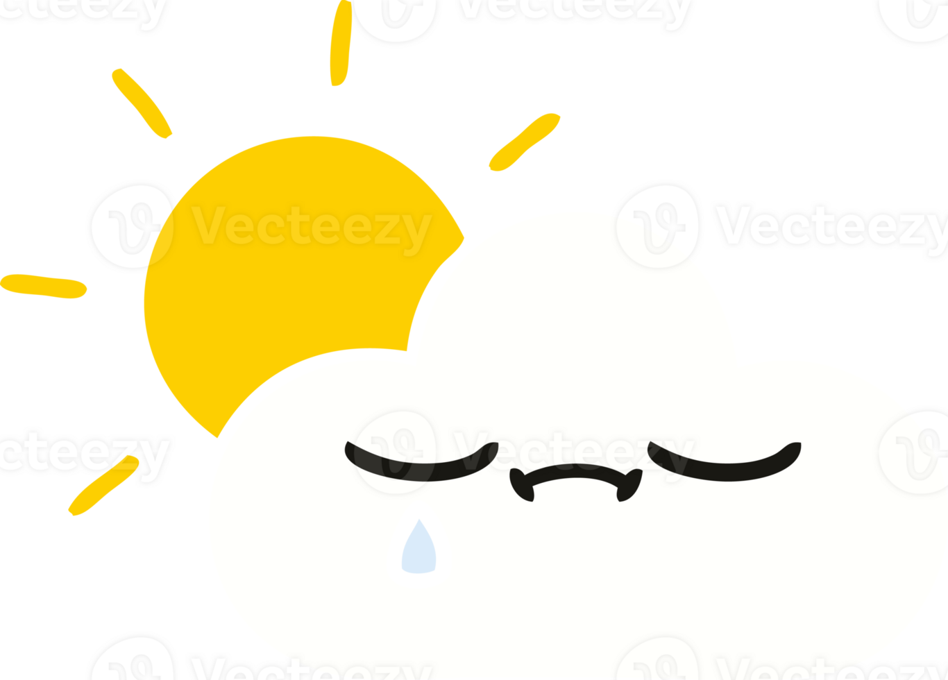 flat color retro cartoon of a sunshine and cloud png