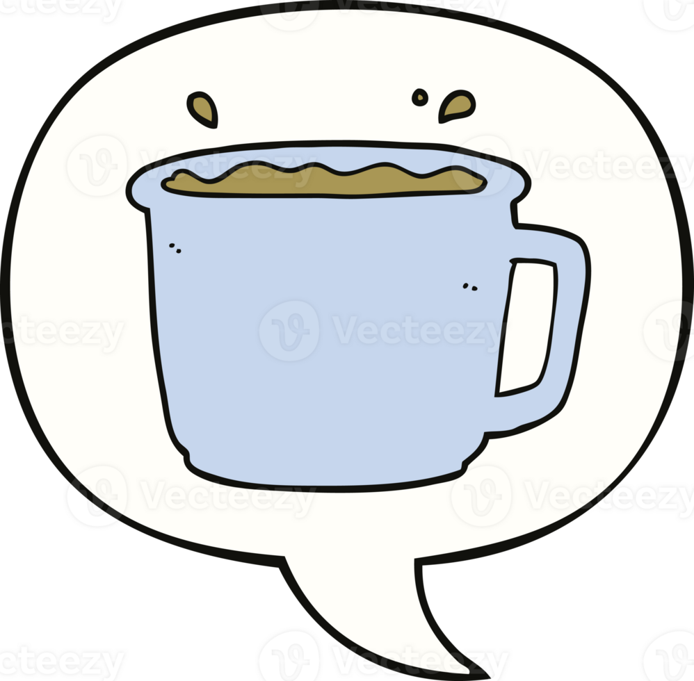 cartoon coffee cup with speech bubble png
