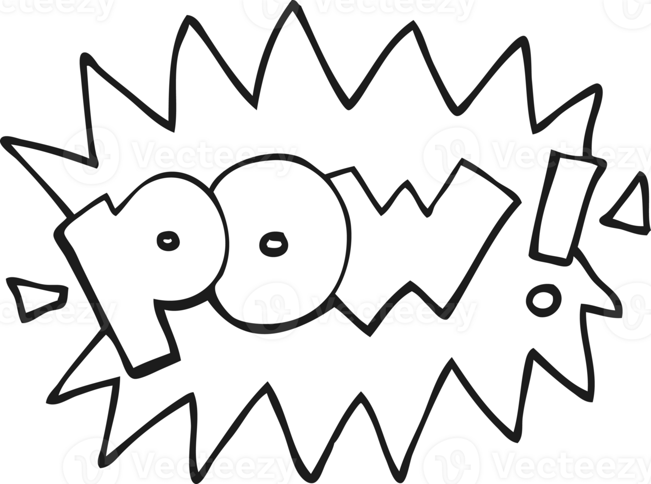 hand drawn black and white cartoon pow symbol png