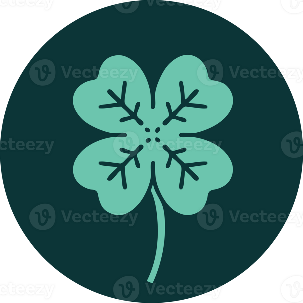 iconic tattoo style image of a 4 leaf clover png