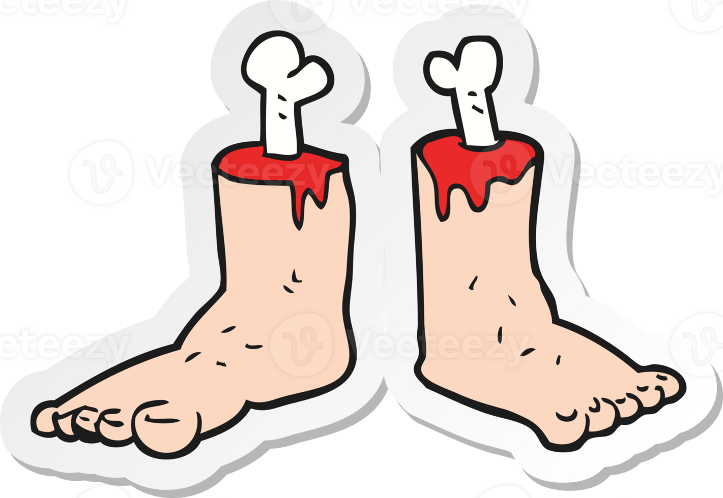 sticker of a cartoon gross severed feet png