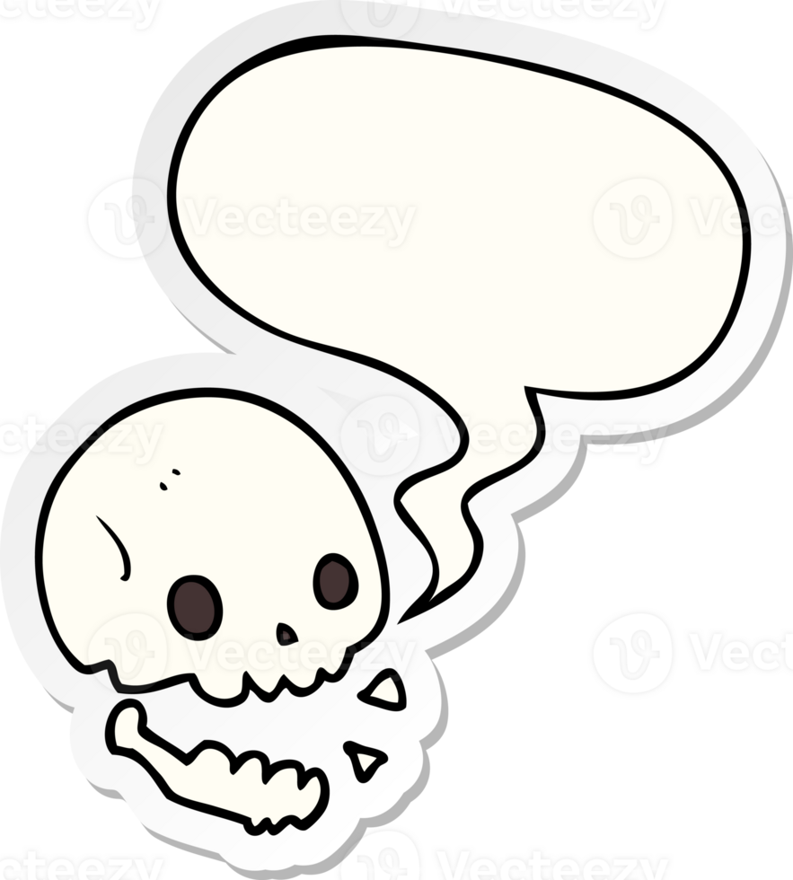 cartoon spooky skull with speech bubble sticker png
